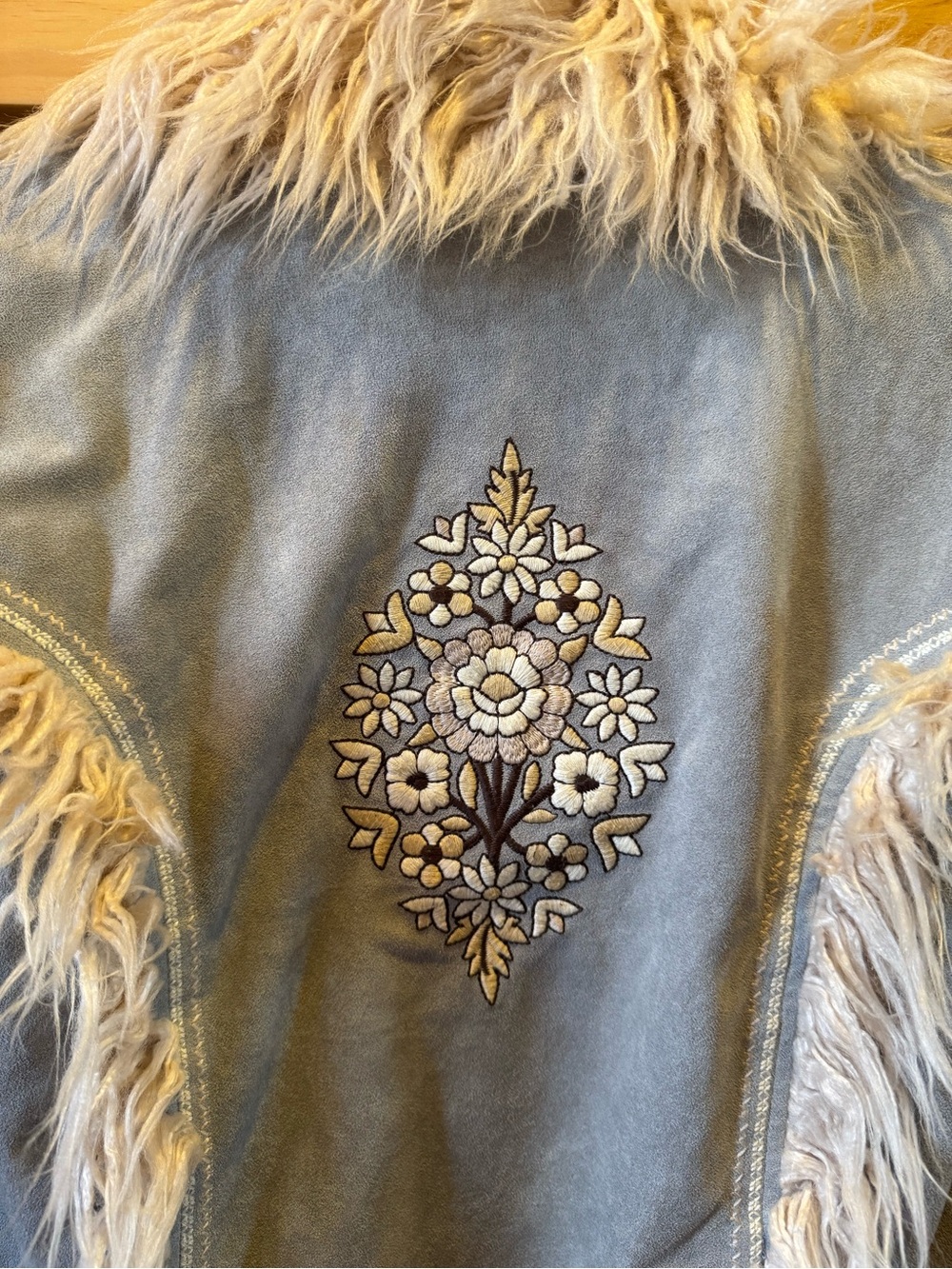 Spell Joplin Jacket Blue Suede Faux Fur - Picture 13 of 13